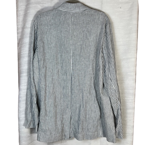 A New Day Blazer Jacket 1 Button Size XXL Blue White Striped Linen Blend Lined - Picture 3 of 6